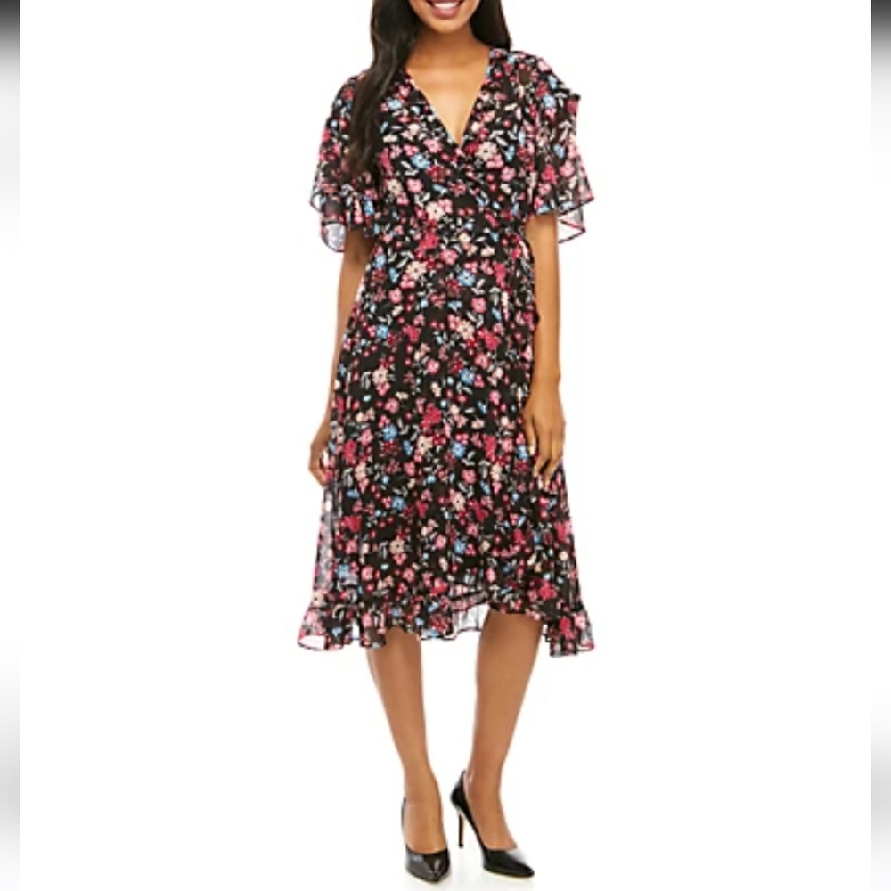 Calvin Klein Floral Faux Wrap Dress